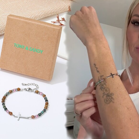 Adjustable Cross Charm Bracelet Stainless Steel Beads Faith Jewelry Gift - Picture 8 of 8